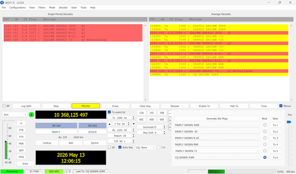 SA5IKN-PA0PLY 50cm dish 10GHz EME QSO