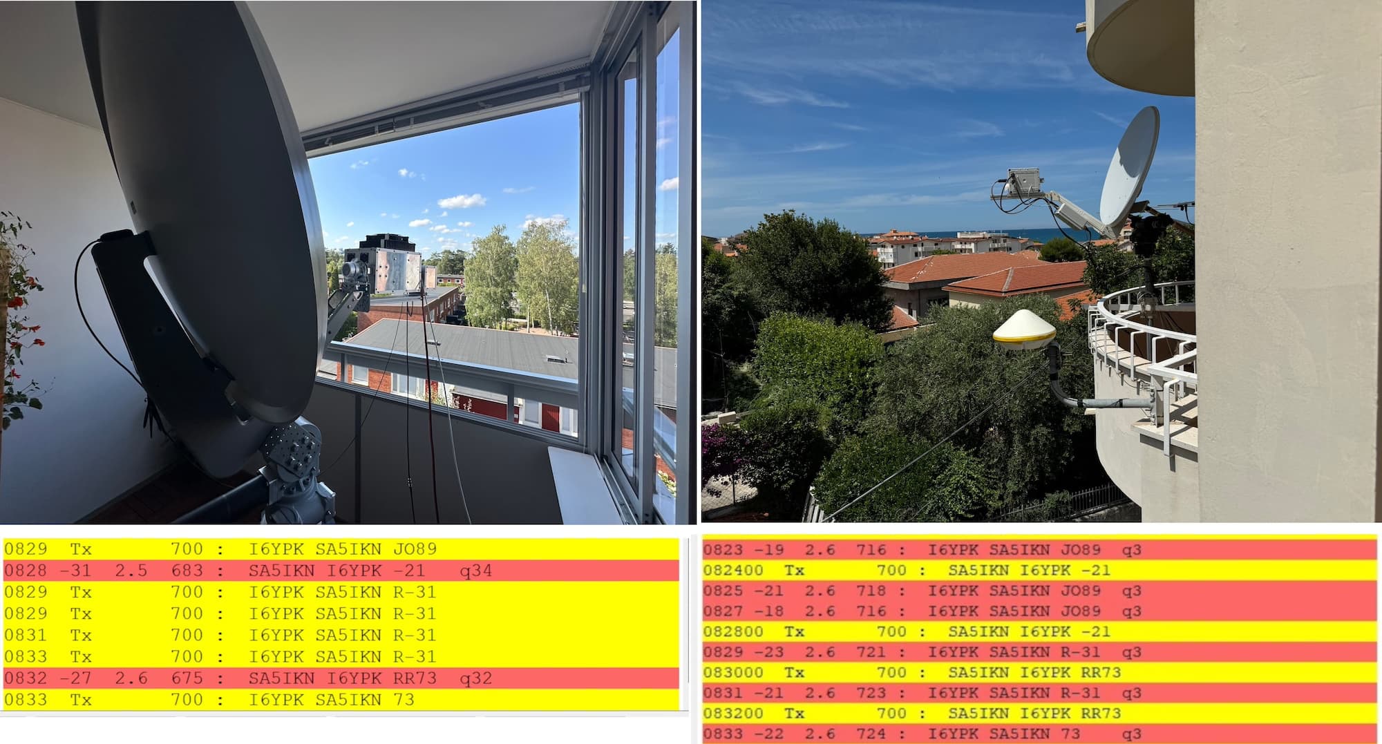0.9m-1m dish balcony-moon-balcony 10 GHz EME QSO: SA5IKN - I6YPK