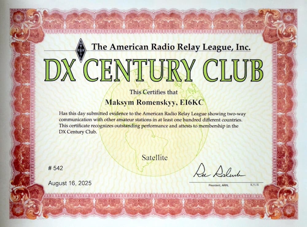 DXCC Certificate EI6KC