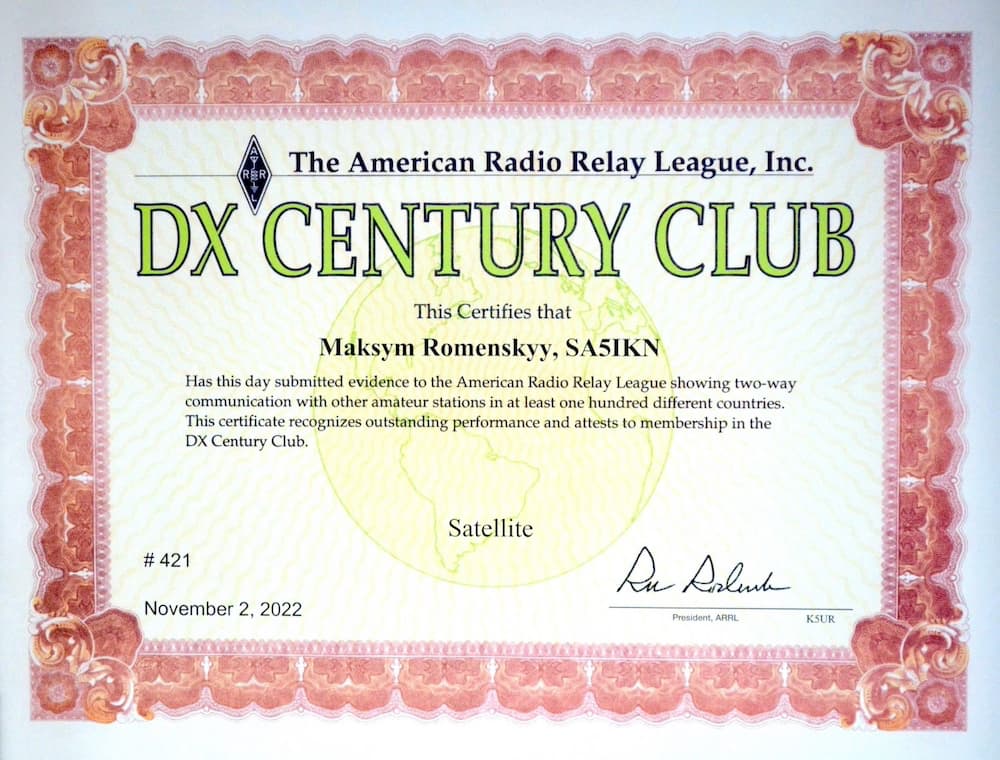 DXCC Certificate SA5IKN