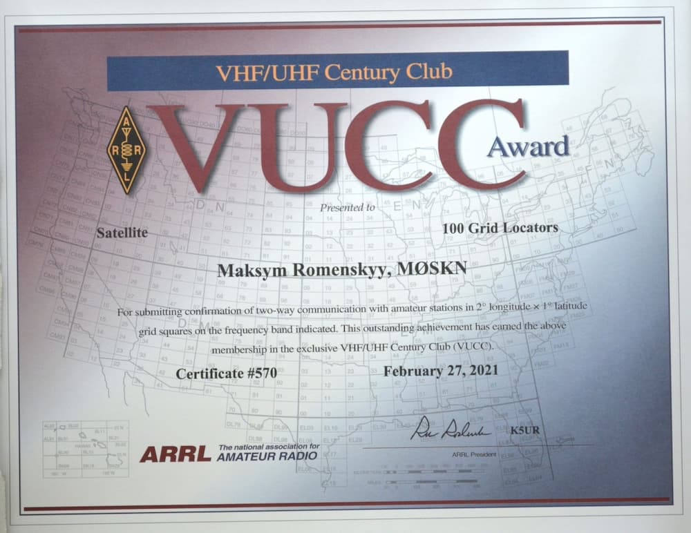 VUCC Certificate M0SKN