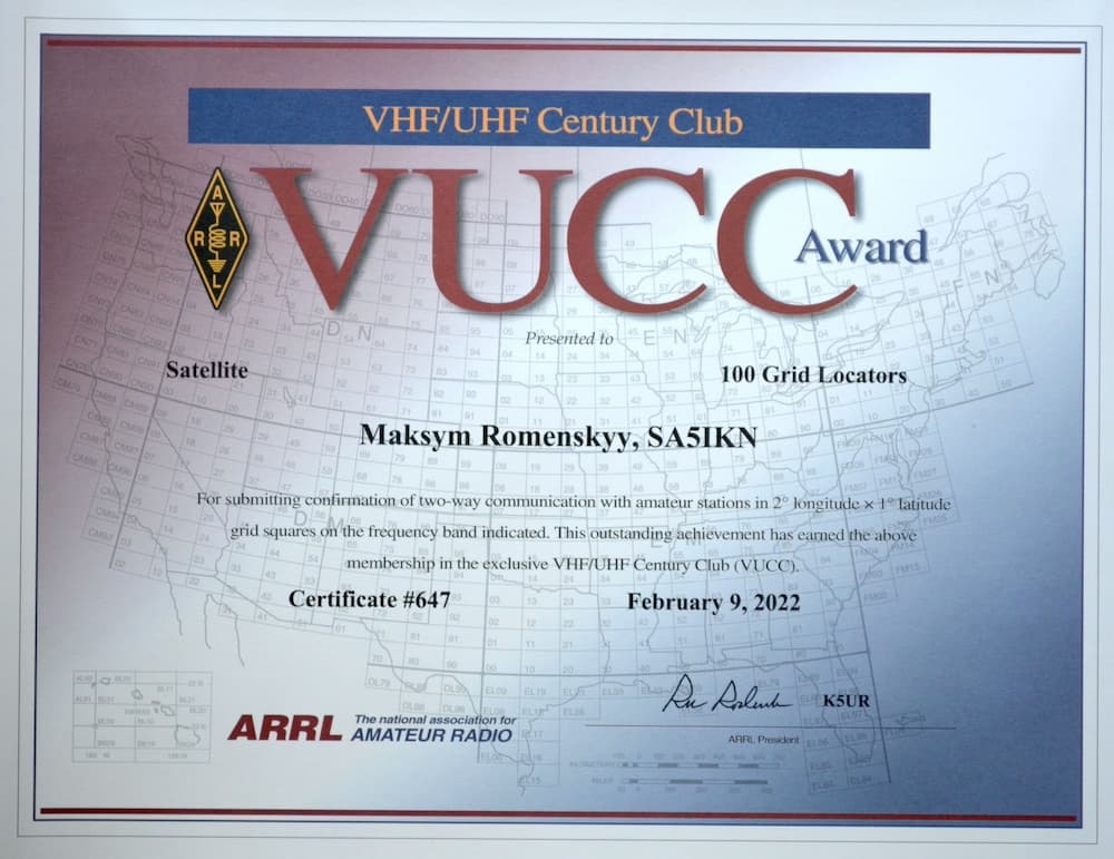 VUCC Certificate SA5IKN
