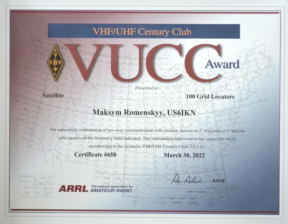 VUCC Certificate US6IKN